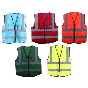 1Pc Multicolor Hi-Vis Safety Vest Reflective Jacket Security Waistcoat 5 Pockets