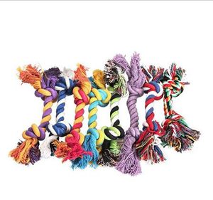 Pets dog Cotton Chews Knot Toys colorful Durable Braided Bone Rope 18CM Funny dog cat Toys