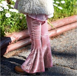 Girl Pants Toddler Kids Baby Girls Bell Bottom Wide Leg Stretch Pants Little Girl Spring Solid Color Slim Flared Long Trousers