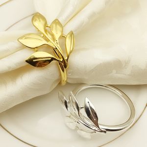 Metal Leaf Napkin Ring Hotel Articles Maple Leaves Napkins Buckle Golden Silver Color Opp Package 3 9hw J1 on Sale