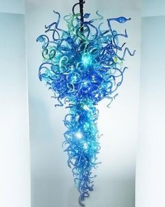 Lamps Modern Art Decor Blue Chandeliers LED Bulbs European Design Splendid Blown Glass Hanging Chain Chandelier