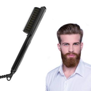 Ny uppvärmd skägg elektrisk hårborstar HairStraightening med 3 värmeinställningar Portable BeardComb-rätare Beardiron LED-display