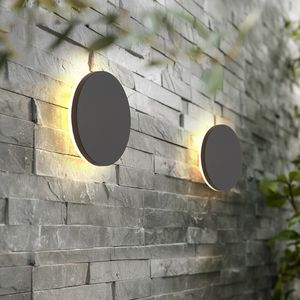 Indoor AC90-265V 6W LED Wall Lamp Living Room Decoration Wall Light 12W Home Lighting Fixture Loft Stair Light Round Black Aluminum