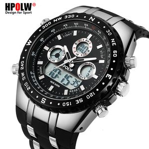 Mäns lyxanalog digital kvarts titta på nya varumärken hpolw casual watch Men g stil vattentät sport militär chock klockor cj205f