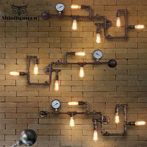 American Industrial LOFT Wall Lamps Iron Rust Water Pipe Retro Wall Lamp Bar Cafe Decor Sconce Lamp Balcony Aisle Lighting