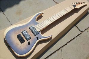 Fabriksanpassad naturlig träfärg elektrisk gitarr med 7 strängar, askkropp, svart hårdvara, hh pickup, kan anpassas