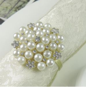 Anelli per tovaglioli stoviglie per hotel di ristoranti occidentali di alta qualità placcati in argento con anello con fibbia di perle di diamanti