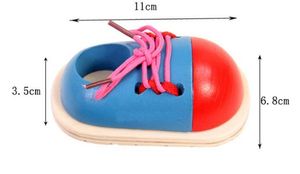 Free shipping child Wooden Wearing shoes Belt system shoelace Puzzle kindergarten Teaching children to wear shoes Teaching aid Puzzle toy