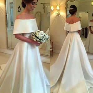 Boho Sleeves Off Shoulder Wedding Dresses White Satin Beach Party Dress For Bride Plus Size Custom Made Wedding Gowns vestidos de novia