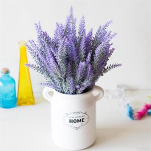 Romantisk konstgjord blomma lavendel bukett gröna blad dekoration kreativa falska blommor konstgjorda blommor för inredning varm försäljning