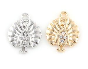 20 sztuk / partia 18x22mm (Złoty, Silver Color) Zwierząt Peacock Hang Wisiorek Charms DIY Akcesoria Dopasowanie do pływających biżuteriach Dangle Locket