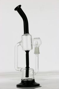 11" recycler oil rigs Hookahs 14mm black DESIGN Dual Chamber glass water pipe with 14 nail dome