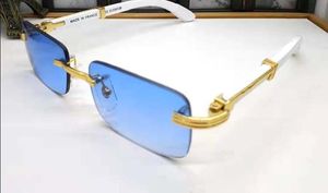 Lyx - Säljer Rimless Solglasögon För Kvinnor Trä Och Natur Buffalo Horn Solglasögon Mens Kör Skugga Glasögon Designer Glasögon Solglas