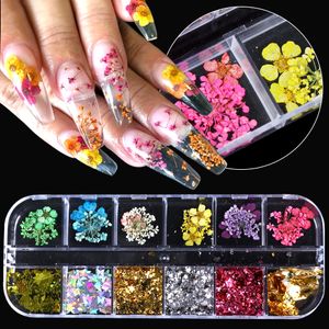Mixed Designs Nail Art Alloy Accessories Dried Flowers Jewelry Rhinestones Stickers For Nails Manicure Decals Decorations
