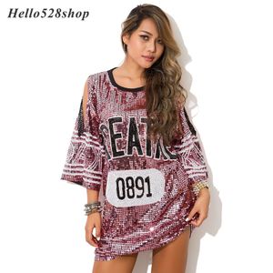 Hello528shop #0891 Ladies Sequin Tops Hip Hop Street Dance Stage Costume Shorts Sleeves Shirts for Women Summer