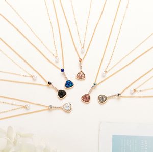 Wholesale friendship necklaces for 6 resale online - Popular Artificial Womens Friendship Jewelry Small Romantic Colors Heart Stone Charm Necklace with Gold Chain