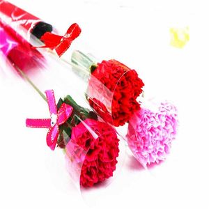 Konstgjord Rose Carnation Blomma Singel Tvål Blommor För Alla hjärtans Moder Lärare Daggåva Bröllopsfest dekoration