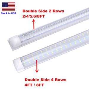 4FT LED T8 Tubes Light Integrate Tube 2FT 5FT 6FT 8FT LED Lights V-Shaped White 6000K 120W Double Row LED Shop Light Fixture