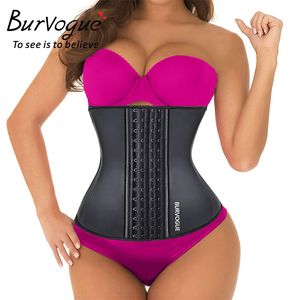 Burvogue Women Latex Corset Waist Control Corset och Bustier Steel Bone Underbust Waist Trainer Corset Slimming Shaper Corselet Y19070301