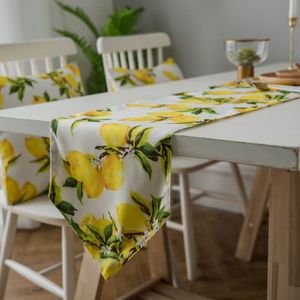 yellow fruit lemon bed table runner modern polyester runners party wedding decor country tablecloth