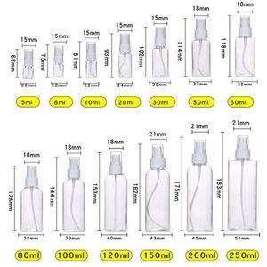 10ml 20ml 30ml 50ml 60ml 80ml 100m Plastik Şişeler Şeffaf Boş Sprey Şişesi Kozmetik Parfüm Doldurulabilir Konteyner