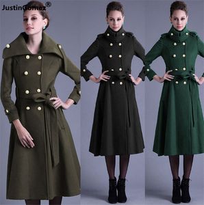 New 2019 Fashion Autumn Winter Long Belted Woolen Blend Coats Slim high waist long coat Women runway coat