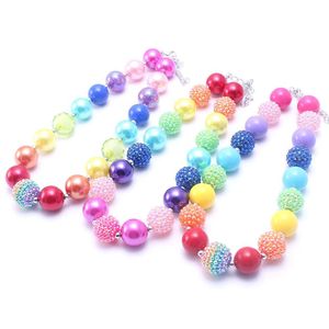Fashion Rainbow Color Baby Kid Chunky Necklace Fashion Toddlers Girls Bubblegum Bead Chunky Necklace Jewelry Gift For Children