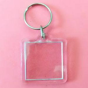 50st Lot Rectangle Heart Round Styles Transparent Blank Acrylic Insert PO Picture Frame Keyring Keychain DIY Split Ring Gift230a