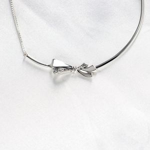 Partihandel-båge halsband för Pandora 925 Sterling Silver Inlagda CZ Diamant Gorgeous Girl Armband med Original Box Födelsedagspresent