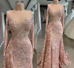 Real Images Luxurious African Dubai Prom Klänningar Bateau Neck Lace Appliqued Beaded Evening Dresses Mermaid Formal Party Pageant Klänningar