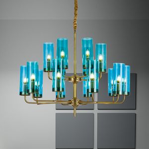 China blauer Glas-Kronleuchter, Kristall-LED-Lampe, 10 Köpfe, modernes Wohnzimmer, Restaurant, Arbeitszimmer, Schlafzimmer, Heimbeleuchtung, Aufhängung