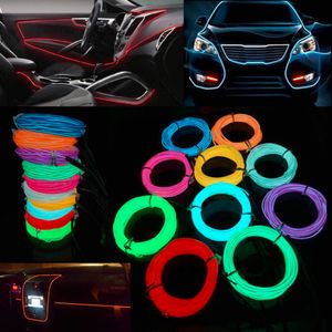 Wholesale yellow neon tube resale online - 10 color Flexible M EL Wire Rope Tube Neon Light V car inverter Red Yellow Green Blue Pink White Purple Fluorescent green