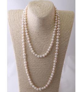 8-9mm White Baroque Natural Pearl Necklaces 50 inch For Women