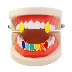 Mixed Colors Vampire Up and Bottom Teeth Grillz Drip Fangs Grills Red Blue Dental Teeth Caps Halloween Decoration Jewelry for Men & Women