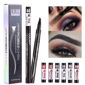 LULAA Waterproof Natural Eyebrow Pen Four-claw Eye Brow Tint Makeup Four Colors Eyebrow Pencil Brown Black Grey Brush Cosmetics