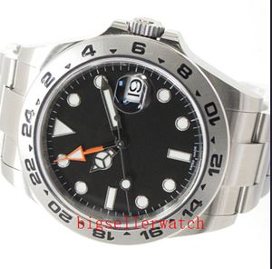 Topselling Luxury Mens Watch 42mm Explorer II 216570 Stainless Steel Black Docate Datum 42mm Automatisk Mäns Klocka Originalbox