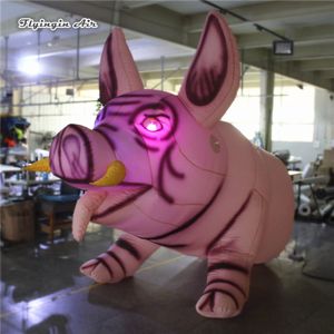 Iluminação personalizada porco inflável 2,5 m de altura animal mascote personalizado balão gigante porco para palco de concerto e decoração de parque zoológico