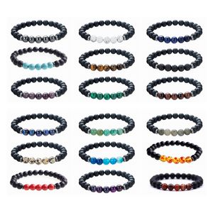 12PCS Women Chakra Yoga Bracelets Natural Matte Onyx Stone Stretch Healing Bangle Crystal Jewelry for Wholesale