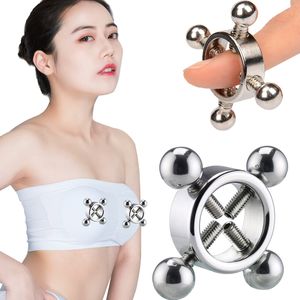 Sahte Piercing Ajustables Acero Inoxidable Fetiche İşkence Oyna Klip De Pecho Meme Kelepçeleri Metal