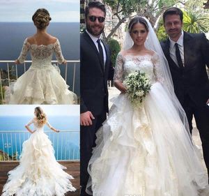 Princess Half Sleeves Wedding Dresses Off Shoulder Tulle Appliqued Boho Beach Formal Bride Bridal Gowns Plus Size Custom Made
