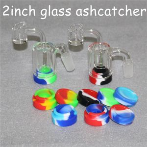 Fumo Mini 2inch Glass Ash Catcher Reclaimer con contenitore in silicone da 5 ml 14mm 18mm di spessore Pyrex Ashcatcher Bong Water Pipes