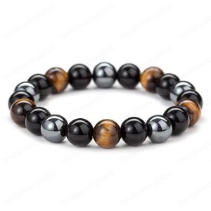 Natural Stone Tiger Eye Stone Beads Men Hematite Jewelry healing Bracelet 3 Types Energy Balance Bracelet