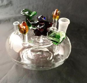 Mångfärgad blomma säng hookah bongs tillbehör, unik oljebrännare glas bongs rör vattenrör glasrör oljeplattor rökning med dropper