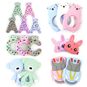 A ve C Mektubu Araba Tavşan Polar Bear Bebek Emzikler Silikon Molar Stick Bunny Suring Diş Kaşıyıcı Diş Çıkarma Güvenlik Çocuk Çiğniyor Diş Sopa M449