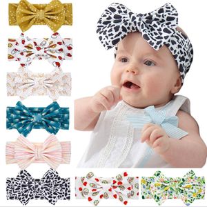 8 färger baby flicka pannband mode mjuk polka prickar blomma leopard bohemia bow flicka spädbarn hår tillbehör pannband