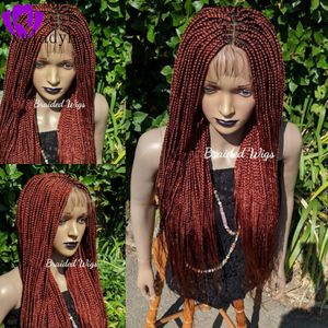 Alta Qualidade Cornrow Trança Peruca com Cabelo Bebê Preto / Brown / Loira / Cobre Vermelho Red Lace Front Wig Box Braids Peruca para Mulheres Negras