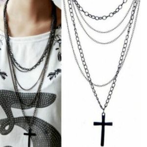 Wholesale long cross necklaces for women for sale - Group buy Retro Black Cross Multi layer Long Chain Necklaces For Women Vintage Choker Necklace Colares Statement Party Jewelry Friendship Gift