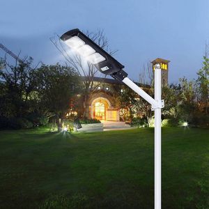 Umlight1688 60 W 90 W LED-Solar-Außenbeleuchtung, Radar, PIR-Bewegungsmelder, Wandleuchte mit Stangenfernbedienung, wasserdicht für Plaza Garden Yard