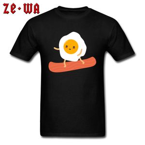 Сумасшедшие Рубашки оптовых-Специальные мужские топ футболки милые парни футболки яйцо и бекон сноубордист сумасшедший топы рубашка хлопок смешные футболка Crewneck