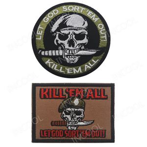 100PCS Stickerei Patch Töten Alle Schädel Messer Militärische Moral Patch LASSEN SIE SORTIEREN Taktische Abzeichen Gestickte Patches Großhandel